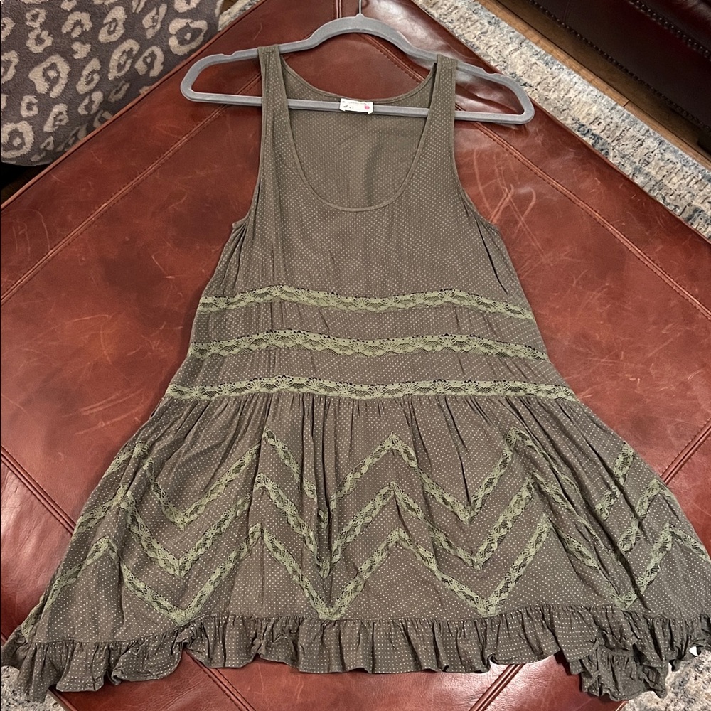 Free People Olive and Taupe Sleeveless Dress